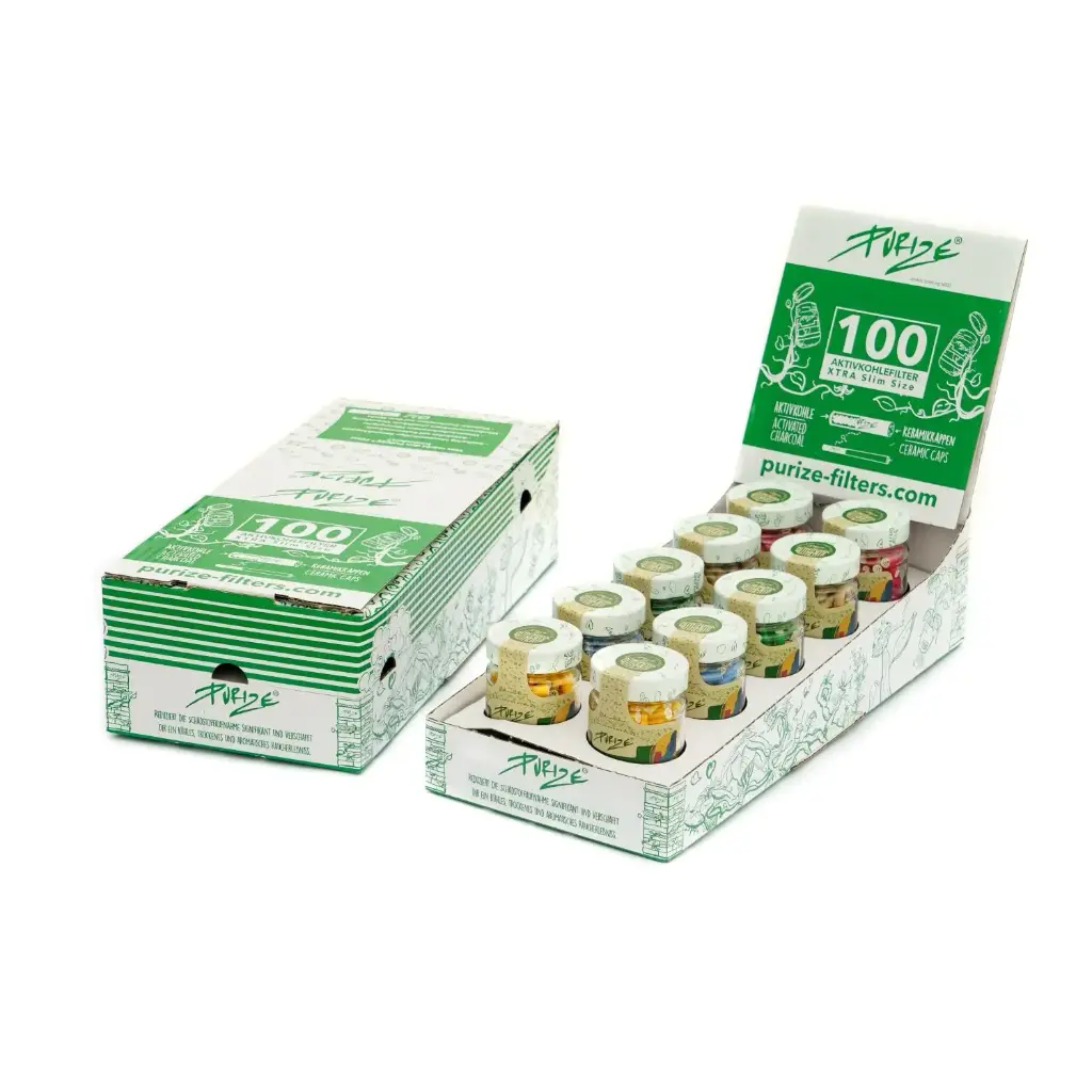 100 filtros de carbón activado PURIZE® XTRA Slim Size (Verde)