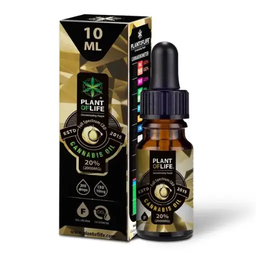 Aceite de semilla de cáñamo de Plant of Life con extracto natural de CBD al 20%. 10ml