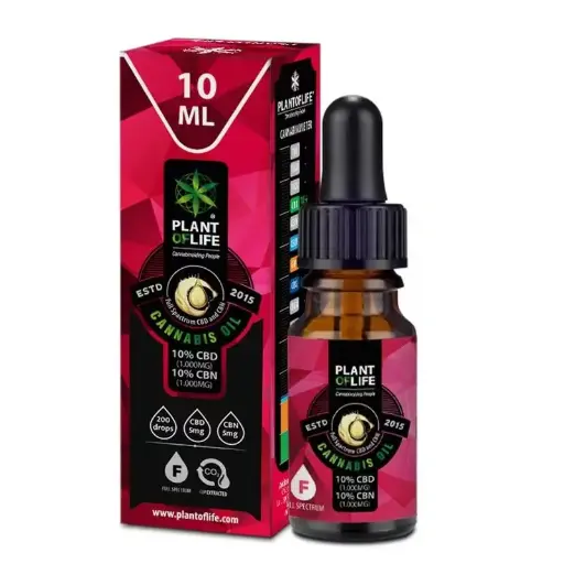 Aceite de espectro completo 10% CBN y 10% CBD. 10 ml